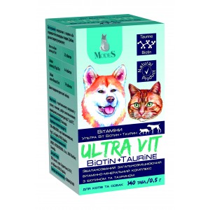 Ultra Vit Biotin + Taurine Вітаміни для котів та собак з біотином і таурином, 140 таблеток