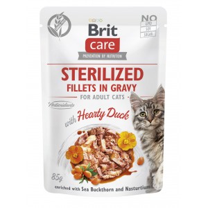 Корм вологий для стерилізованих котів Brit Care Cat Sterilized філе в соусі з качкою, пауч, 85 г Корм вологий для стерилізованих котів Brit Care Cat Sterilized філе в соусі з качкою, пауч, 85 г