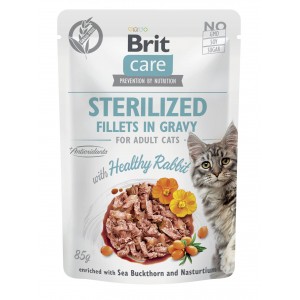 Корм вологий для стерилізованих котів Brit Care Cat Sterilized філе в соусі з кроликом, пауч, 85 г Корм вологий для стерилізованих котів Brit Care Cat Sterilized філе в соусі з кроликом, пауч, 85 г