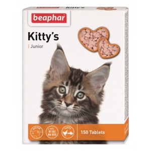 Beaphar Kitty's Junior вітамінізовані ласощі з біотином для здорового розвитку кошенят 150 табл.