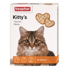 Beaphar Kitty's + Taurine + Biotine вітамінізовані ласощі з таурином і біотином для котів 75 табл.