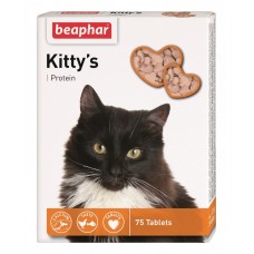 Beaphar Kitty's + Protein вітамінізовані ласощі з протеїном та рибою для котів 75 табл.