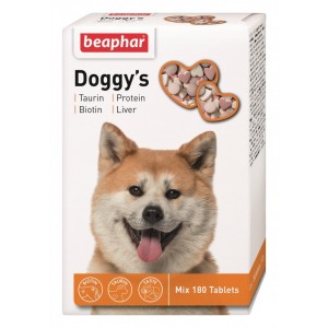 Beaphar Doggy's Mix вітамінізовані ласощі з таурином і біотином, печінкою та протеїном 180 табл. Beaphar Doggy's Mix вітамінізовані ласощі з таурином і біотином, печінкою та протеїном 180 табл.