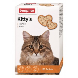 Beaphar Kitty's + Taurine + Biotine вітамінізовані ласощі з таурином і біотином для котів 180 табл.