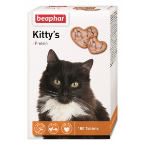 Beaphar Kitty's + Protein вітамінізовані ласощі з протеїном та рибою для котів 180 табл. Beaphar Kitty's + Protein вітамінізовані ласощі з протеїном та рибою для котів 180 табл.