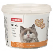 Beaphar Kitty's Mix вітамінізовані ласощі з таурином і біотином, сиром та протеїном 750 табл. Beaphar Kitty's Mix вітамінізовані ласощі з таурином і біотином, сиром та протеїном 750 табл.