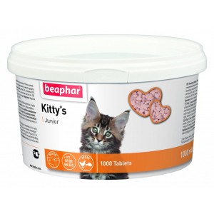Beaphar Kitty's Junior вітамінізовані ласощі з біотином для здорового розвитку кошенят 1000 табл.