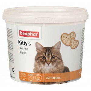Beaphar Kitty's + Taurine + Biotine вітамінізовані ласощі з таурином і біотином для котів 750 табл.