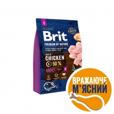 Brit Premium Adult S сухий корм для дорослих собак дрібних порід з куркою 3 кг