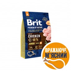 Brit Premium Junior M сухий корм для цуценят і молодих собак середніх порід з куркою 3 кг