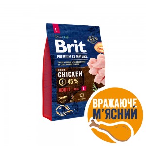 Brit Premium Adult L сухий корм для дорослих собак великих порід з куркою 3 кг