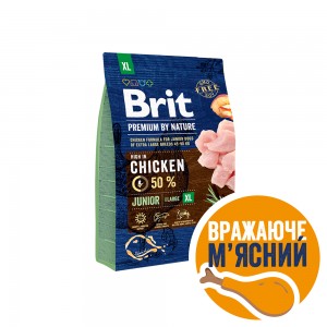 Brit Premium Junior XL сухий корм для цуценят і молодих собак гігантських порід з куркою 3 кг