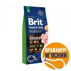 Brit Premium Adult XL сухий корм для дорослих собак гігантських порід з куркою 15 кг