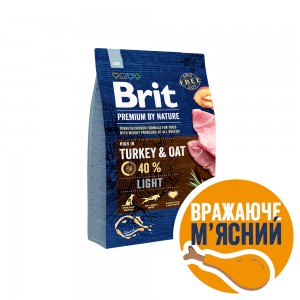 Brit Premium Light сухий корм для собак схильних до повноти з куркою 3 кг