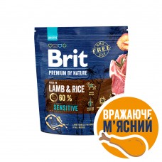 Brit Premium Lamb & Rice сухий корм гіпоалергенний для собак з чутливим травленням з ягням і рисом 1 кг