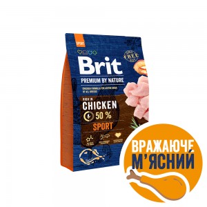 Brit Premium Sport сухий корм для активних собак з підвищеною фізичним навантаженням з куркою 3 кг