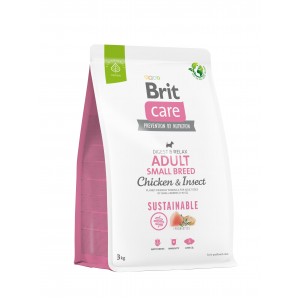 Корм для собак малих порід Brit Care Dog Sustainable Adult Small Breed з куркою та комахами, 3 кг