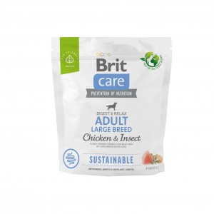 Корм для собак великих порід Brit Care Dog Sustainable Adult Large Breed з куркою та комахами, 1 кг Корм для собак великих порід Brit Care Dog Sustainable Adult Large Breed з куркою та комахами, 1 кг