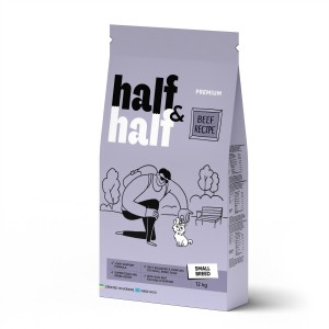 Корм сухий Half&Half для дорослих собак маленьких порід із яловичиною 12 кг