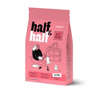 Корм сухий Half&Half для кошенят з яловичиною 8 кг Корм сухий Half&Half для кошенят з яловичиною 8 кг