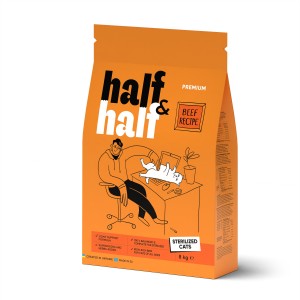 Корм сухий Half&Half для стерилізованих котів із яловичиною 8 кг