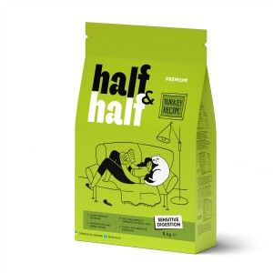 Корм сухий Half&Half для котів із чутливим травленям з індичкою 8 кг Корм сухий Half&Half для котів із чутливим травленям з індичкою 8 кг
