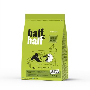 Корм сухий Half&Half для котів із чутливим травленям з індичкою 300 г