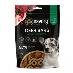 Джерки для собак Savory Bars With Venison, батончики з олениною, 100 г