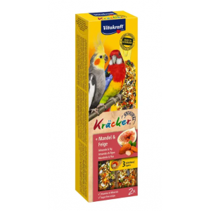 Ласощі для середніх папуг Vitakraft «Kracker Original + Almonds & Fig» 180 г / 2 шт. (мигдаль та рис)