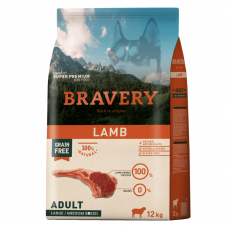 BRAVERY Lamb Large/Medium Adult сухий корм для дорослих собак cередніх та великих порід, з ягням 12 кг