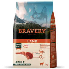 BRAVERY Lamb Large/Medium Adult сухий корм для дорослих собак cередніх та великих порід, з ягням 4 кг