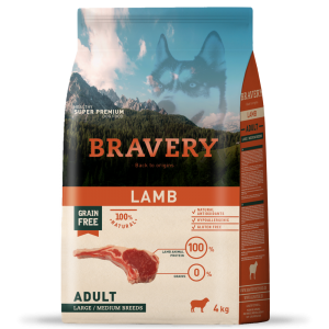 BRAVERY Lamb Large/Medium Adult сухий корм для дорослих собак cередніх та великих порід, з ягням 4 кг