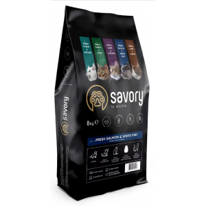 Сухий корм для довгошерстих котів Savory 8 кг (лосось) Сухий корм для довгошерстих котів Savory 8 кг (лосось)