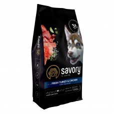 Сухий корм для цуценят великих порід Savory 12 кг (індичка та курка) Сухий корм для цуценят великих порід Savory 12 кг (індичка та курка)