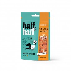 Ласощі для собак Half&Half у формі м'ясних кубиків з куркою, 100 г