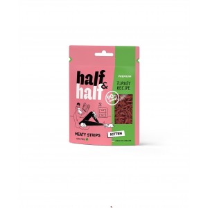 Ласощі для кошенят Half&Half у формі м'ясних шматочків з індичкою, 50 г Ласощі для кошенят Half&Half у формі м'ясних шматочків з індичкою, 50 г