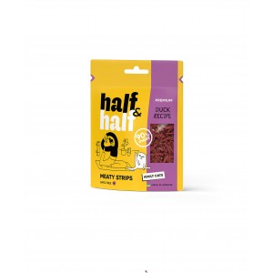 Ласощі для котів Half&Half у формі м'ясних шматочків з качкою, 50 г