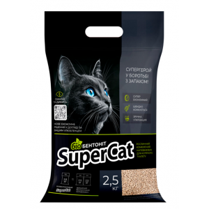 Рослинний наповнювач SuperCat Біобентоніт комкуючий для котячих туалетів 2,5 кг