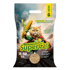 Кукурудзяний наповнювач SuperCat комкуючий для котячих туалетів, 5 кг Кукурудзяний наповнювач SuperCat комкуючий для котячих туалетів, 5 кг