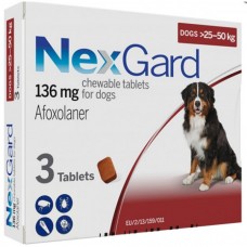 Жувальні таблетки від бліх і кліщів для собак вагою 25-50кг NexGard НЕКСГАРД 136 мг 3 таблетки Жувальні таблетки від бліх і кліщів для собак вагою 25-50кг NexGard НЕКСГАРД 136 мг 3 таблетки