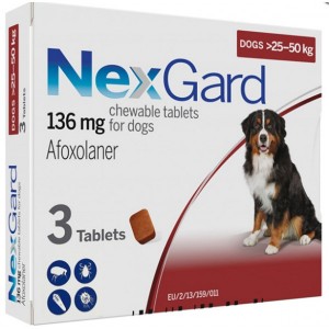 Жувальні таблетки від бліх і кліщів для собак вагою 25-50кг NexGard НЕКСГАРД 136 мг 3 таблетки Жувальні таблетки від бліх і кліщів для собак вагою 25-50кг NexGard НЕКСГАРД 136 мг 3 таблетки