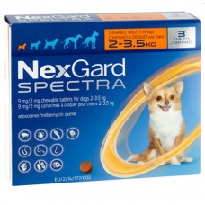 Таблетки від бліх, кліщів, гельмінтів для собак вагою 2-3,5кг NexGard Spectra НЕКСГАРД СПЕКТРУ 0,5 г 3 таблетки Таблетки від бліх, кліщів, гельмінтів для собак вагою 2-3,5кг NexGard Spectra НЕКСГАРД СПЕКТРУ 0,5 г 3 таблетки
