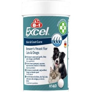 Вітаміни 8in1 Excel Brewers Yeast для собак та котів, пивні дріжджі з часником, для шкіри та шерсті, 140 штук