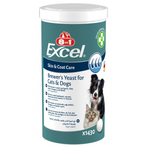 Вітаміни 8in1 Excel Brewers Yeast для собак та котів, пивні дріжджі з часником, для шкіри та шерсті, 1430 штук