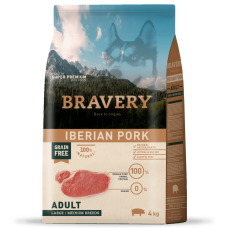 BRAVERY Iberian Pork Large/Medium Adult сухий корм для дорослих собак cередніх та великих  порід, з іберійською свининою 4 кг