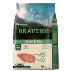 BRAVERY Chicken Adult Large/Medium сухий корм для дорослих собак середніх та великих порід, з куркою 12 кг