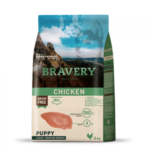 BRAVERY Chicken Puppy Large/Medium сухий корм для цуценят cередніх та великих порід, з куркою 4 кг BRAVERY Chicken Puppy Large/Medium сухий корм для цуценят cередніх та великих порід, з куркою 4 кг