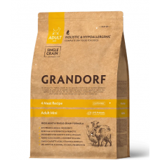 Grandorf DOG ADULT MINI 4 MEAT RECIPE сухий корм для собак малих порід 4 види м'яса з пробіотиками 1 кг