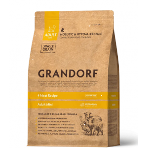 Grandorf DOG ADULT MINI 4 MEAT RECIPE сухий корм для собак малих порід 4 види м'яса з пробіотиками 1 кг