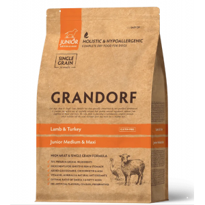 Grandorf DOG JUNIOR MEDIUM & MAXI Lamb & Turkey сухий корм для юніорів усіх порід від 4 місяців з ягням 3 кг